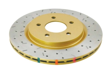 Picture of DBA 05-13 Ford Mustang GT/V6 Rear Drilled & Slotted 4000 Series Rotor w/ Gold Hat