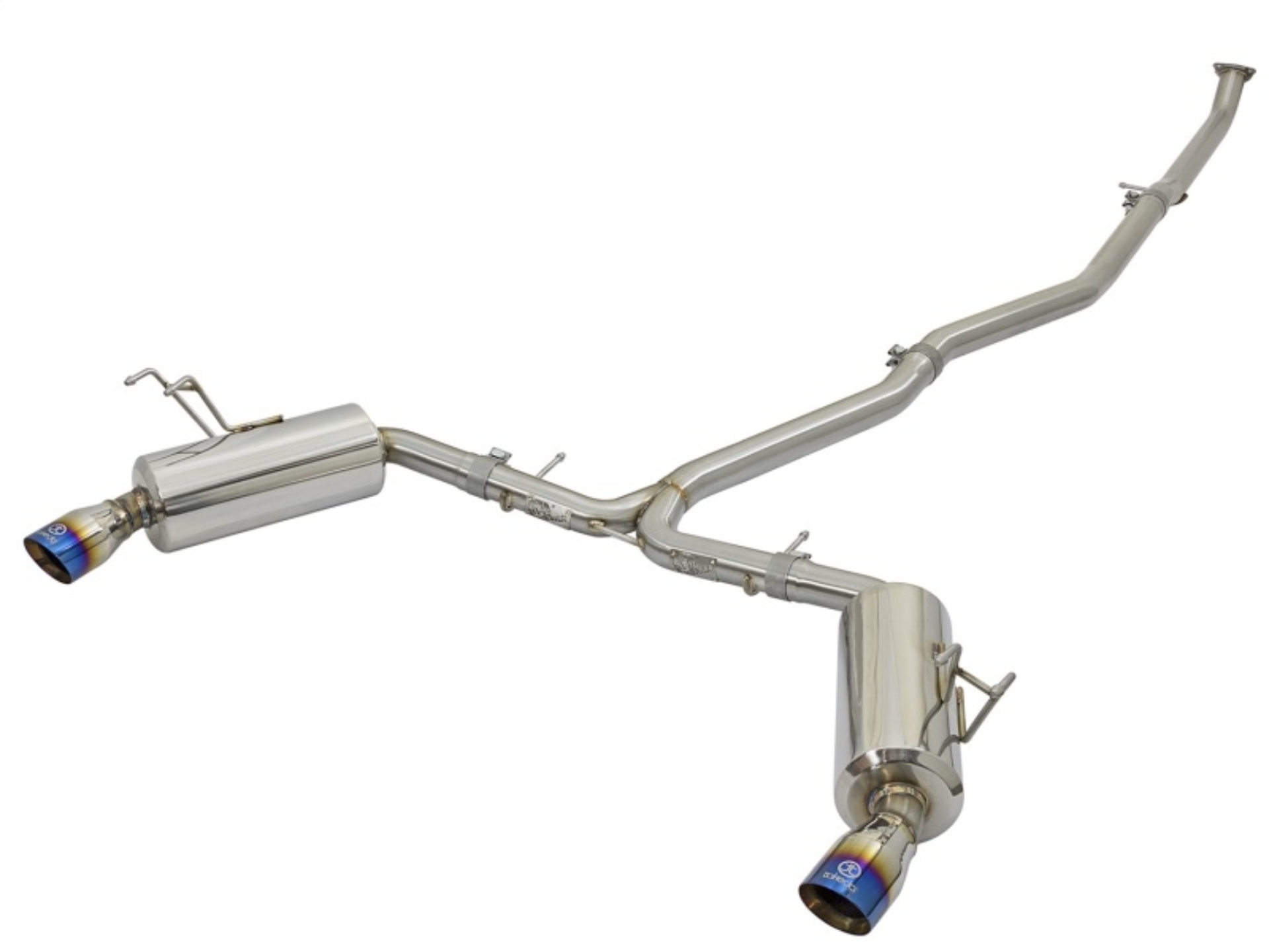 Picture of aFe POWER Takeda 16-17 Honda Civic I4-1.5L (t) 2.5-2.25in 304 SS CB Dual-Exit Exhaust Blue Tips