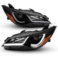 Picture of ANZO Projector Headlights With Plank Style Design Black w/Amber 15-16 Toyota Camry (4DR)