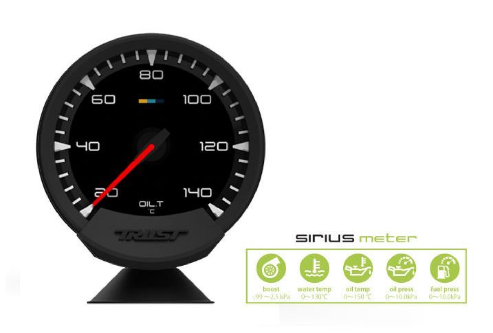 Picture of GReddy Sirius Meter - Oil Temp 20/140 (Deg.C) 74mm Analog Gauge (w/Oil Temp Sensor & Harness Set)