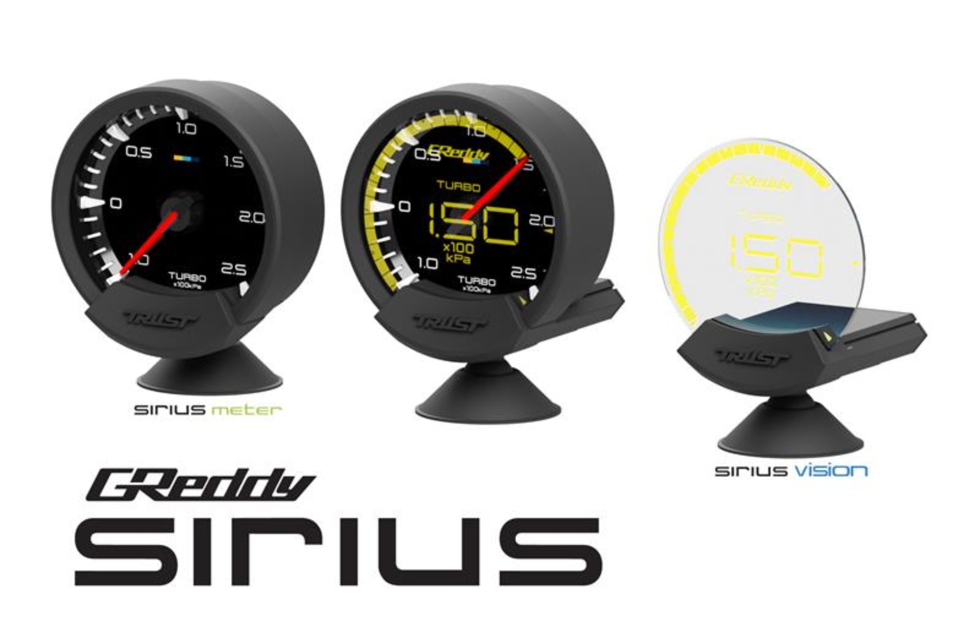 Picture of GReddy Sirius Vision Display (Turbo / Press / Temp / Voltage) 68mm Clear Thin-Film EL Display Gauge