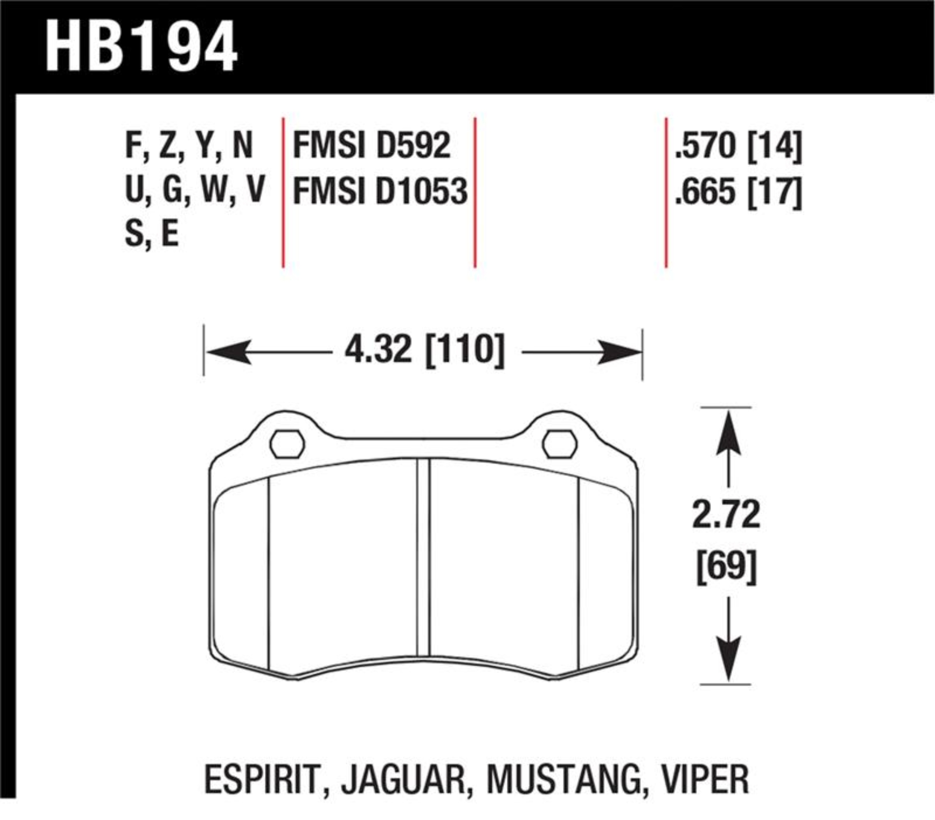 Picture of Hawk 2010 Camaro SS HP+ Street Rear Brake Pads
