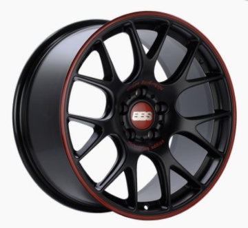 Picture of BBS CH-R Nurburgring Edition 19x9.5 5x112 ET45 Satin Black/Red Lip Wheel - 82mm PFS/Clip Req.
