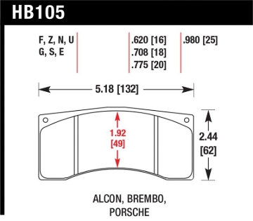 Picture of Hawk Brembo/Alcon DTC-60 Race Brake Pad Sets