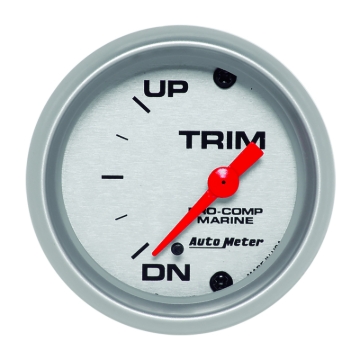Picture of Autometer Marine Silver Ultra-Lite 2-1/16in 0 Down 90 Up Electric Trim Level Gauge