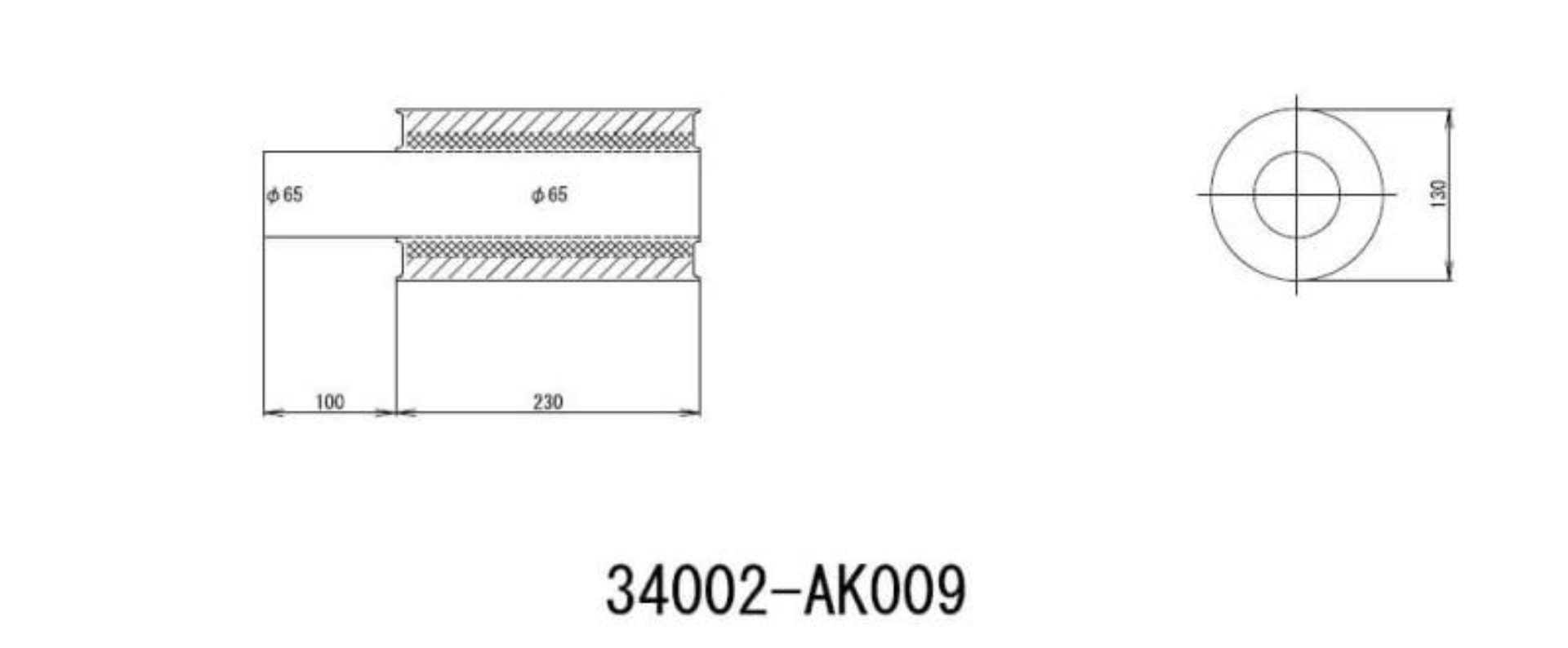 Picture of HKS UNIVERSAL EX H/M SUS 130-65 w/o tail (MOQ: 8pcs)