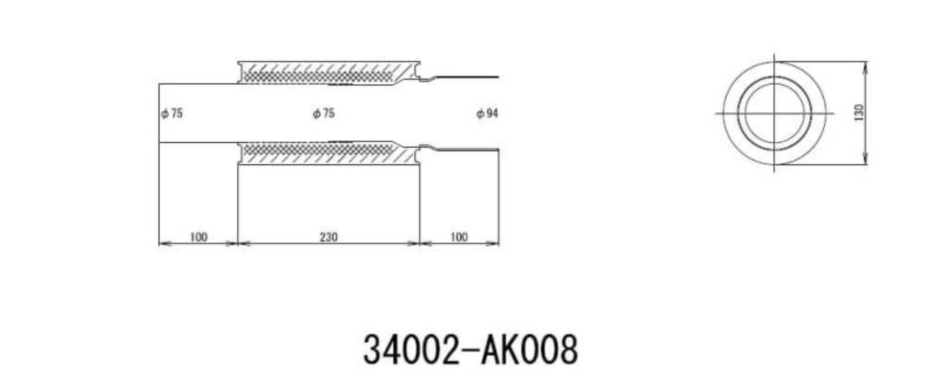 Picture of HKS UNIVERSAL EX H/M SUS 130-75 (MOQ: 8pcs)