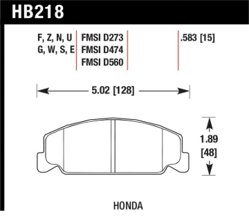 Picture of Hawk 88-89 Civic Si / 92-00 Civic CX / 88-00 DX / 98-00 GX HPS Street  Front Brake Pads
