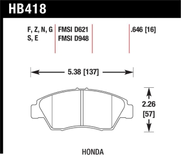 Picture of Hawk 02-06 RSX (non-S) Front / 03-09 Civic Hybrid / 04-05 Civic Si Rear Performance Ceramic Street