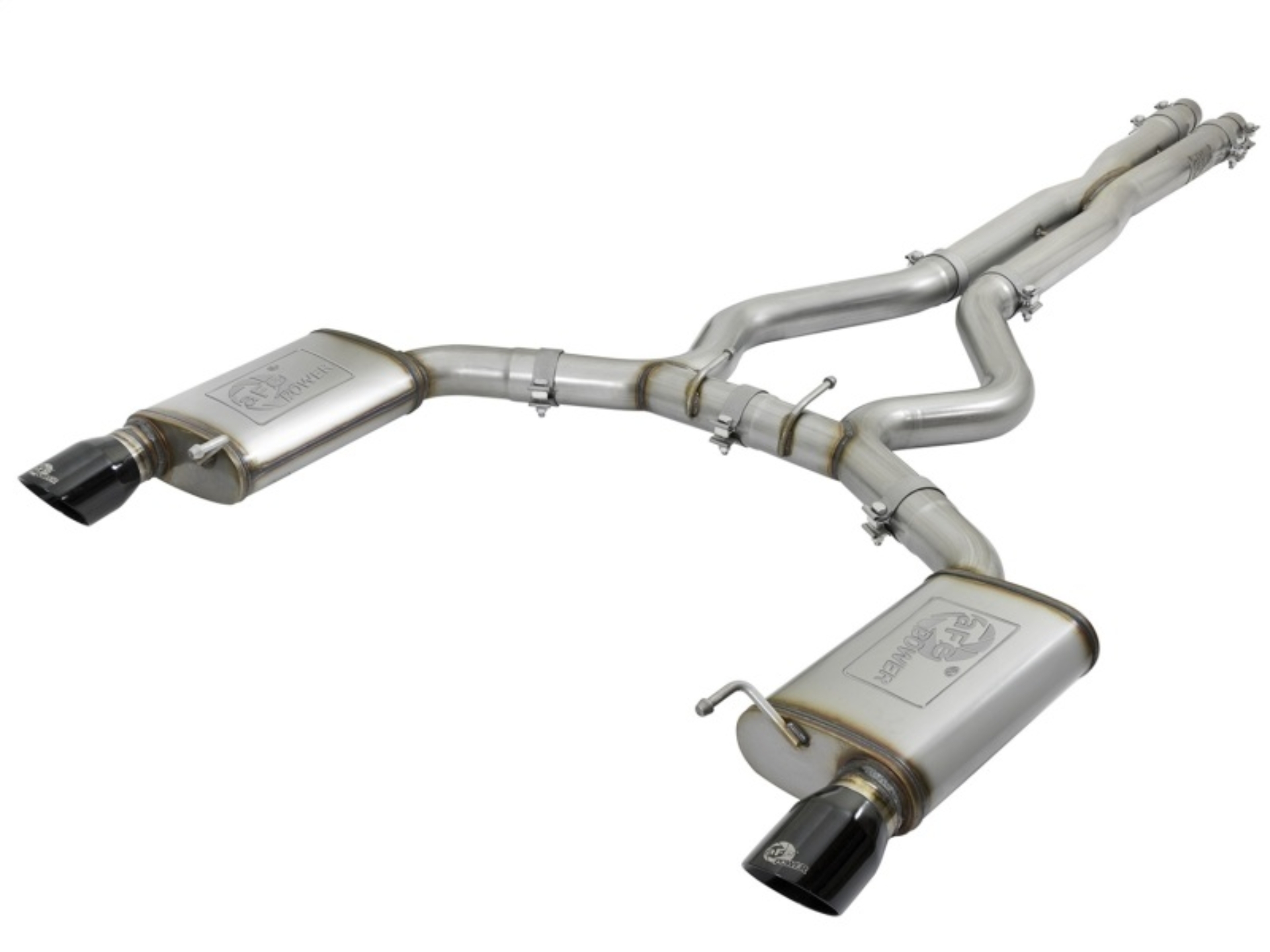 Picture of aFe MACHForce XP 3in 304 SS Cat-Back Exhausts w/ Black Tips 15-17 Ford Mustang GT V8-5.0L/V6-3.7L