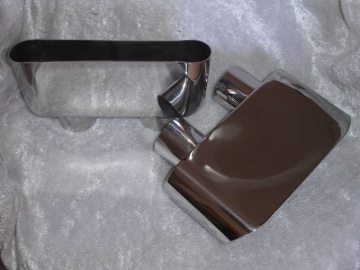 Picture of Stainless Works, ZR1 Corvette wide oval dual inlet stainless slash style tips.