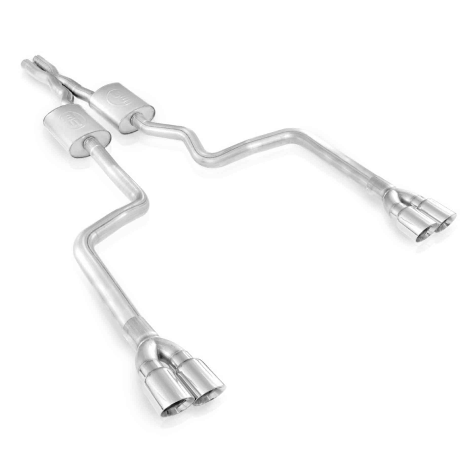 Picture of Stainless Works Dodge Challenger Dual Exhaust.