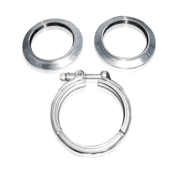 Picture of Stainless Works, V-band kit for 3" tubing. Kit includes clamp & flanges.