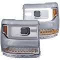 Picture of ANZO 16-17 Chevy Silverado 1500 Projector Headlights Plank Style Design Chrome w/ Amber
