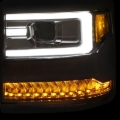 Picture of ANZO 16-17 Chevy Silverado 1500 Projector Headlights Plank Style Design Chrome w/ Amber