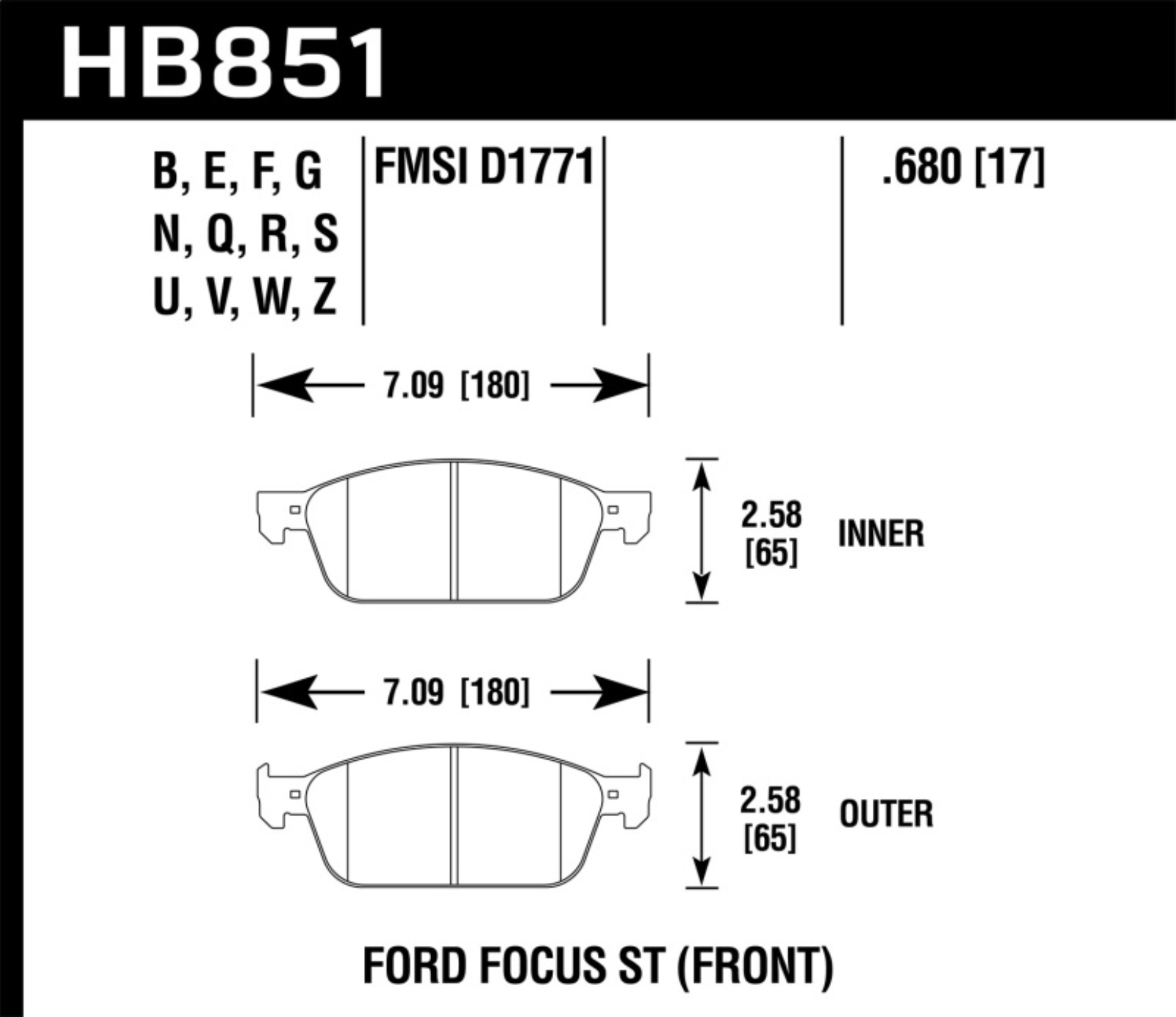 Picture of Hawk 15-16 Ford Focus ST HPS 5.0 Front Brake Pads