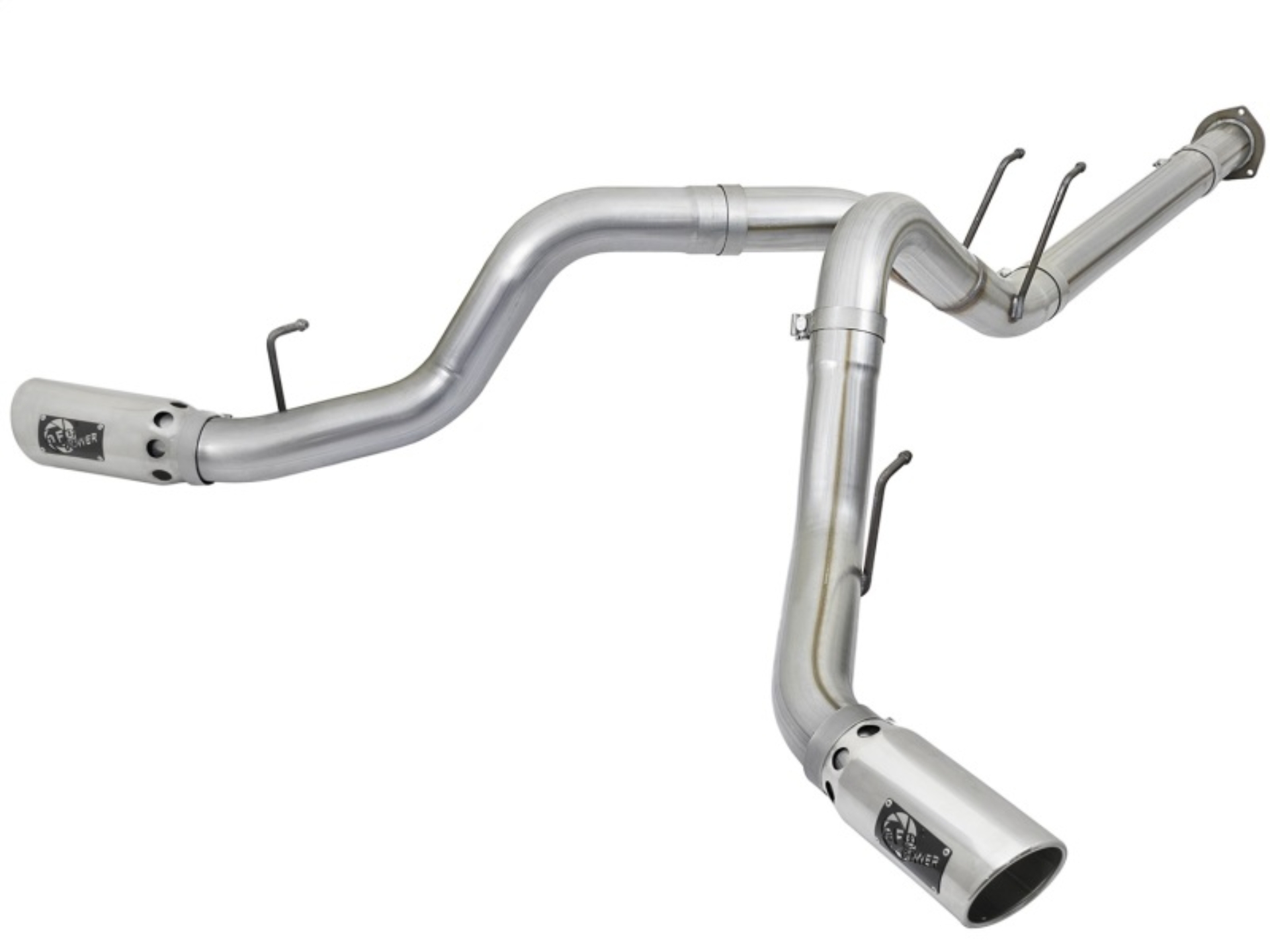 Picture of aFe ATLAS 4in DPF-Back Alum Steel Exhaust System w/Polished Tip 2017 Ford Diesel Trucks V8-6.7L (td)