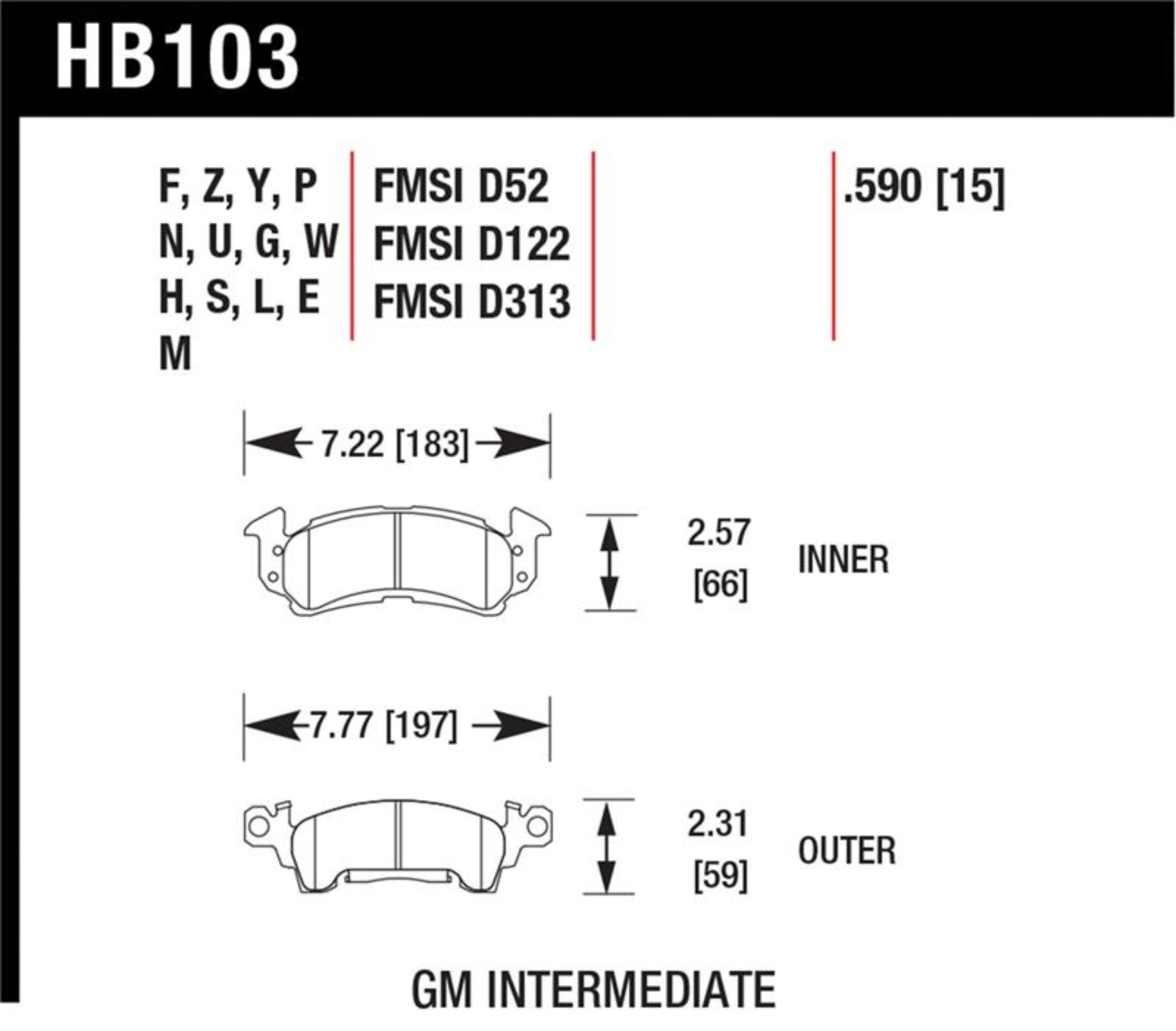 Picture of Hawk 96-81 Chevy Camaro DTC-60 Race Front Brake Pads