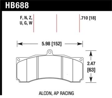 Picture of Hawk AP Racing/Alcon Performance Ceramic Racing Front Brake Pads w/0.710in Thickness