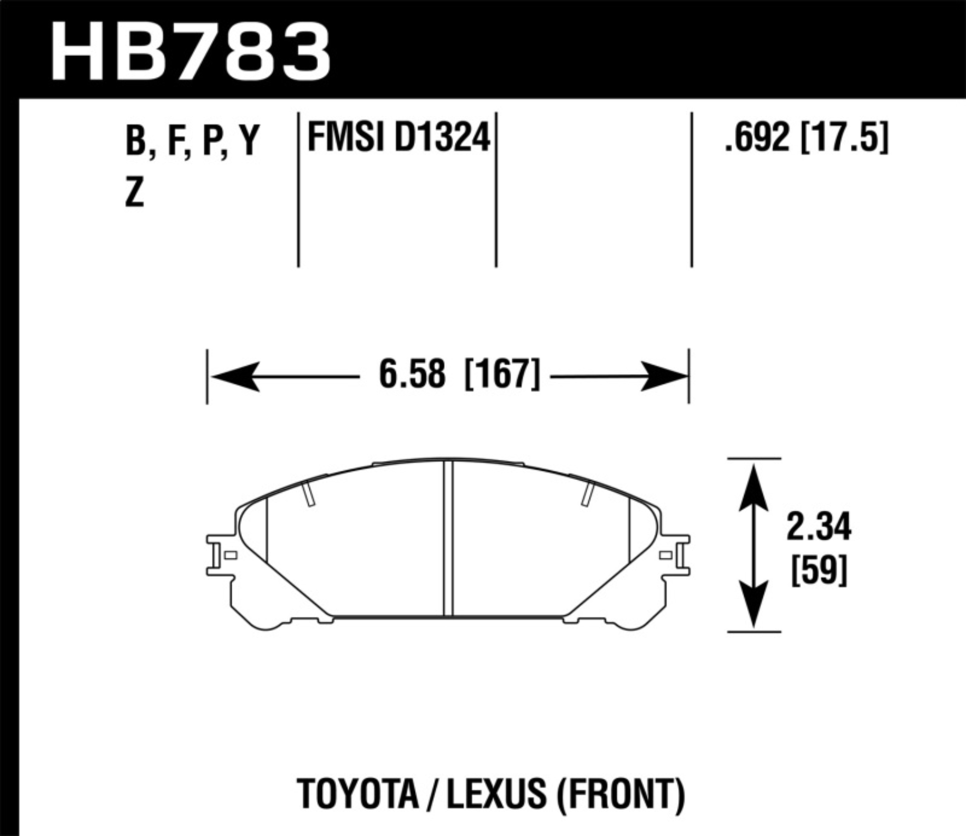 Picture of Hawk 08-16 Toyota Highlander Performance Ceramic Street Front Brake Pads