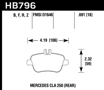 Picture of Hawk 14-17 Mercedes-Benz CLA 250 HPS 5.0 Rear Brake Pads