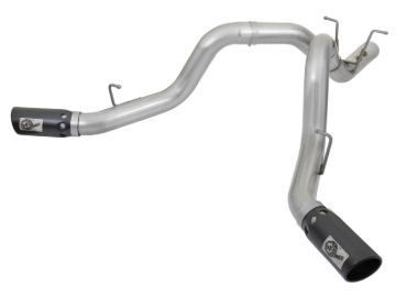 Picture of aFe ATLAS 4in DPF-Back Alum Steel Exhaust System w/Dual Exit Black Tip 2017 GM Duramax 6.6L (td)