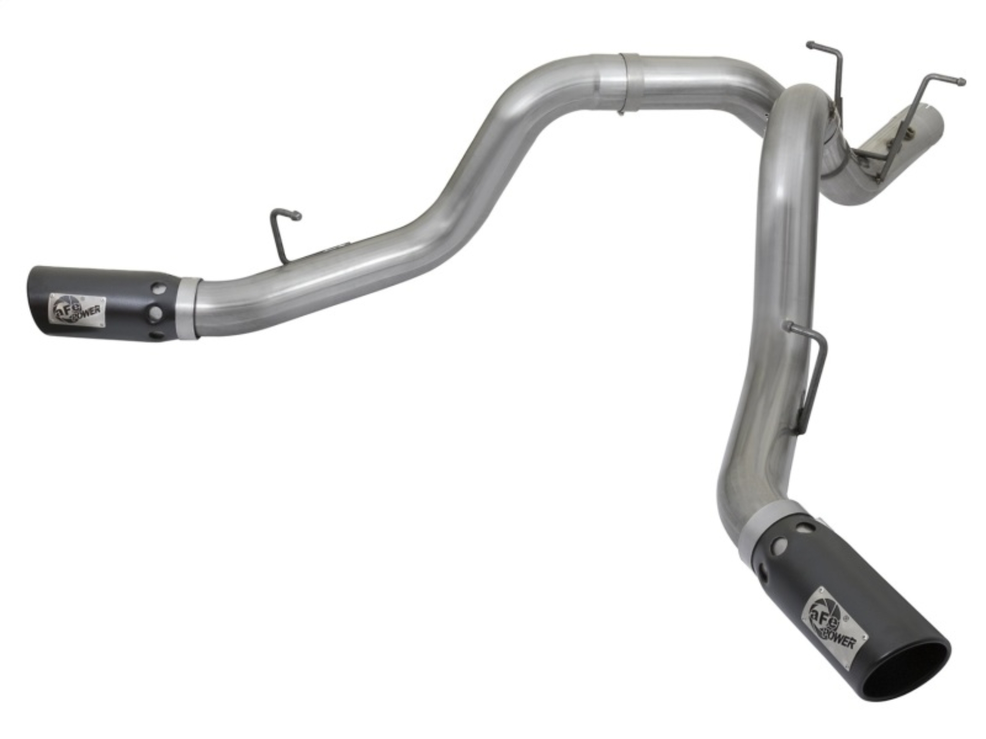 Picture of aFe LARGE BORE-HD 4in 409-SS DPF-Back Exhaust w/Dual Black Tips 2017 GM Duramax V8-6.6L (td) L5P