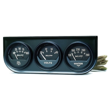 Picture of Autometer AutoGage 2in 3-Gauge 0-100 PSI Oil Press/130-280 Deg Water Temp/10-16V Voltmeter - Black