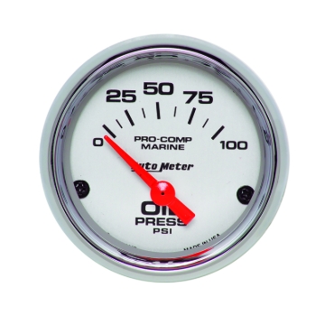 Picture of Autometer Ultra-Lite 2-1/16in Electric 100 PSI Oil Pressure Gauge Marine Chrome