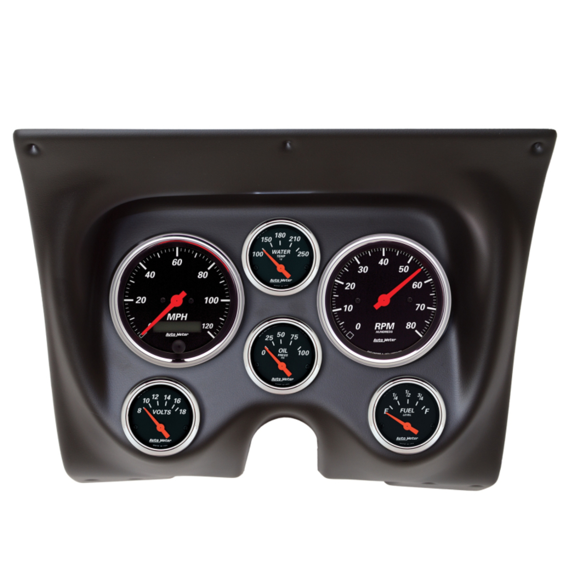 Picture of Autometer Designer Black 67-68 Camaro/Firebird Dash Kit 6pc Tach / MPH / Fuel / Oil / WTMP / Volt