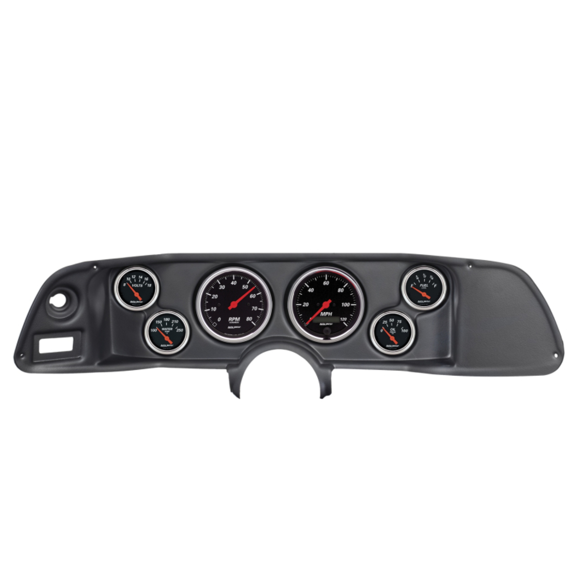 Picture of Autometer Designer Black 70-78 Camaro Dash Kit 6pc Tach / MPH / Fuel / Oil / WTMP / Volt