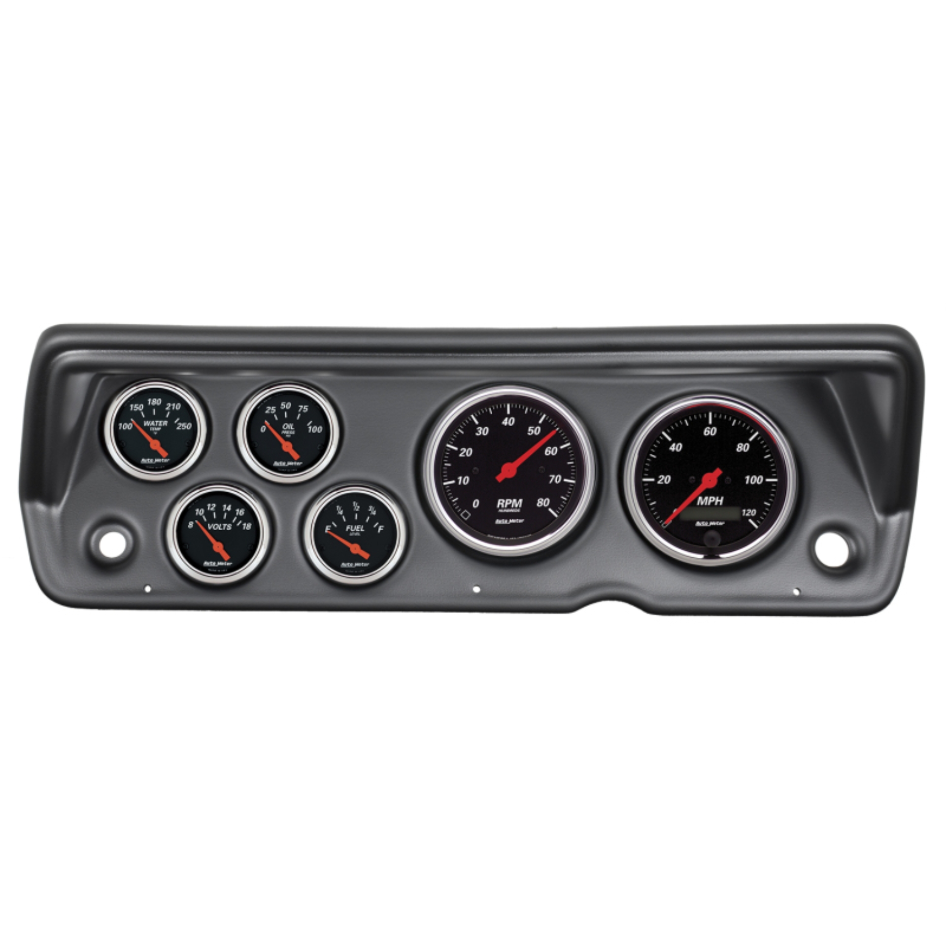 Picture of Autometer Designer Black 70-76 Duster/Demon/Dart Dash Kit 6pc Tach / MPH / Fuel / Oil / WTMP / Volt