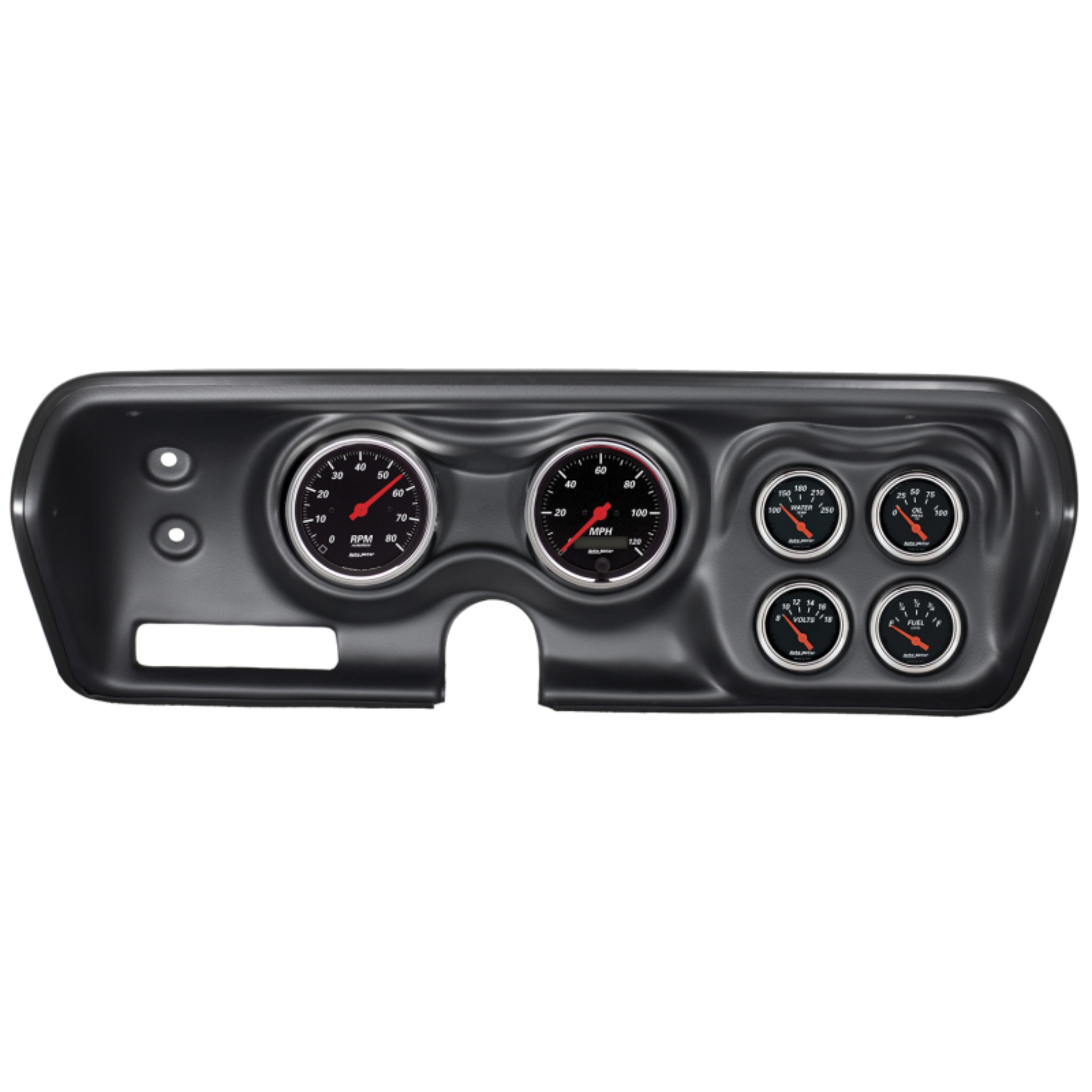 Picture of Autometer Designer Black 71-74 Charger/ GTX/ Road Runner Dash Kit 6pc Tach/MPH/Fuel/Oil/WTMP/Volt