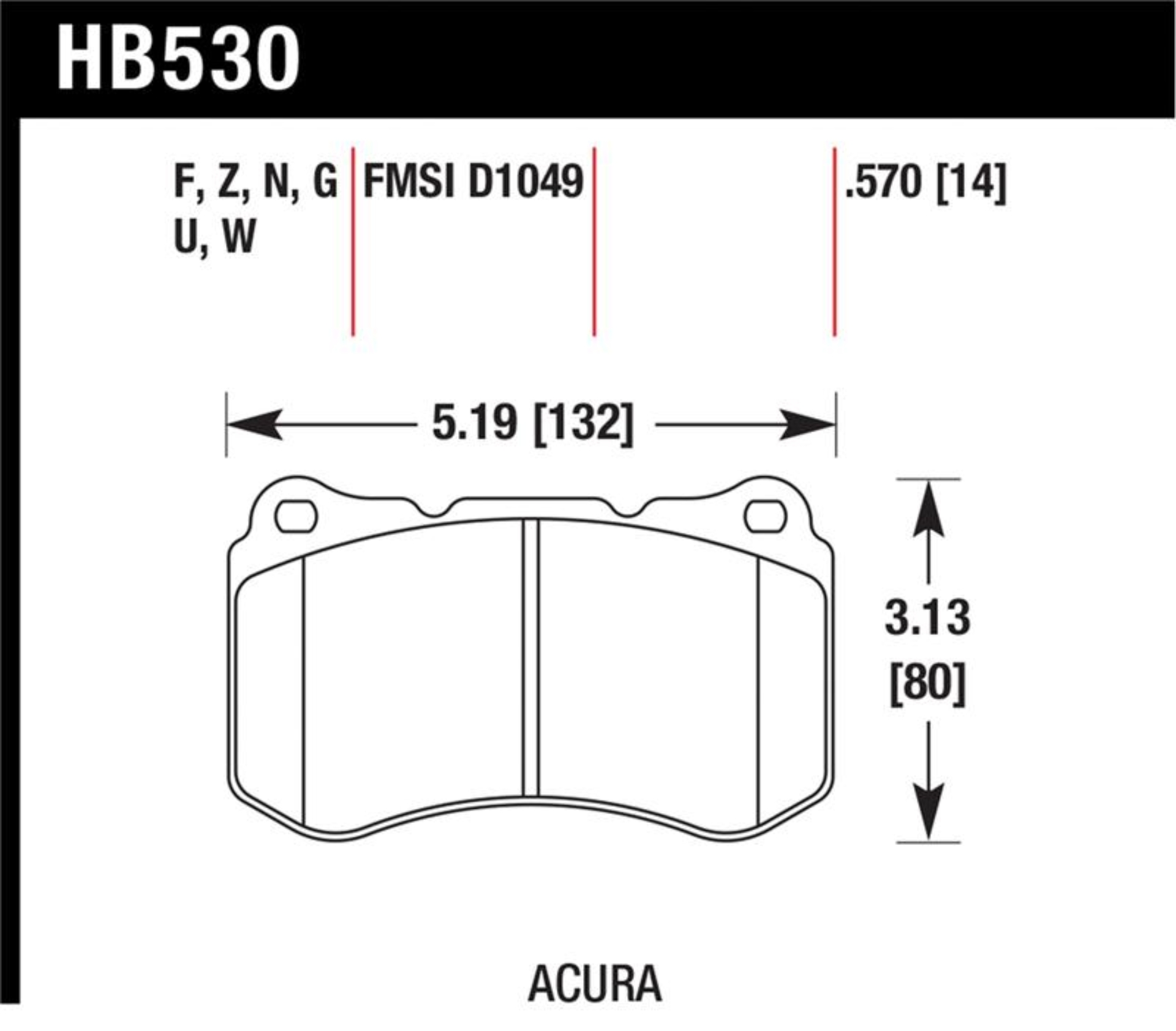 Picture of Hawk 07-08 Acura TL Type S Performance Ceramic Street Front Brake Pads