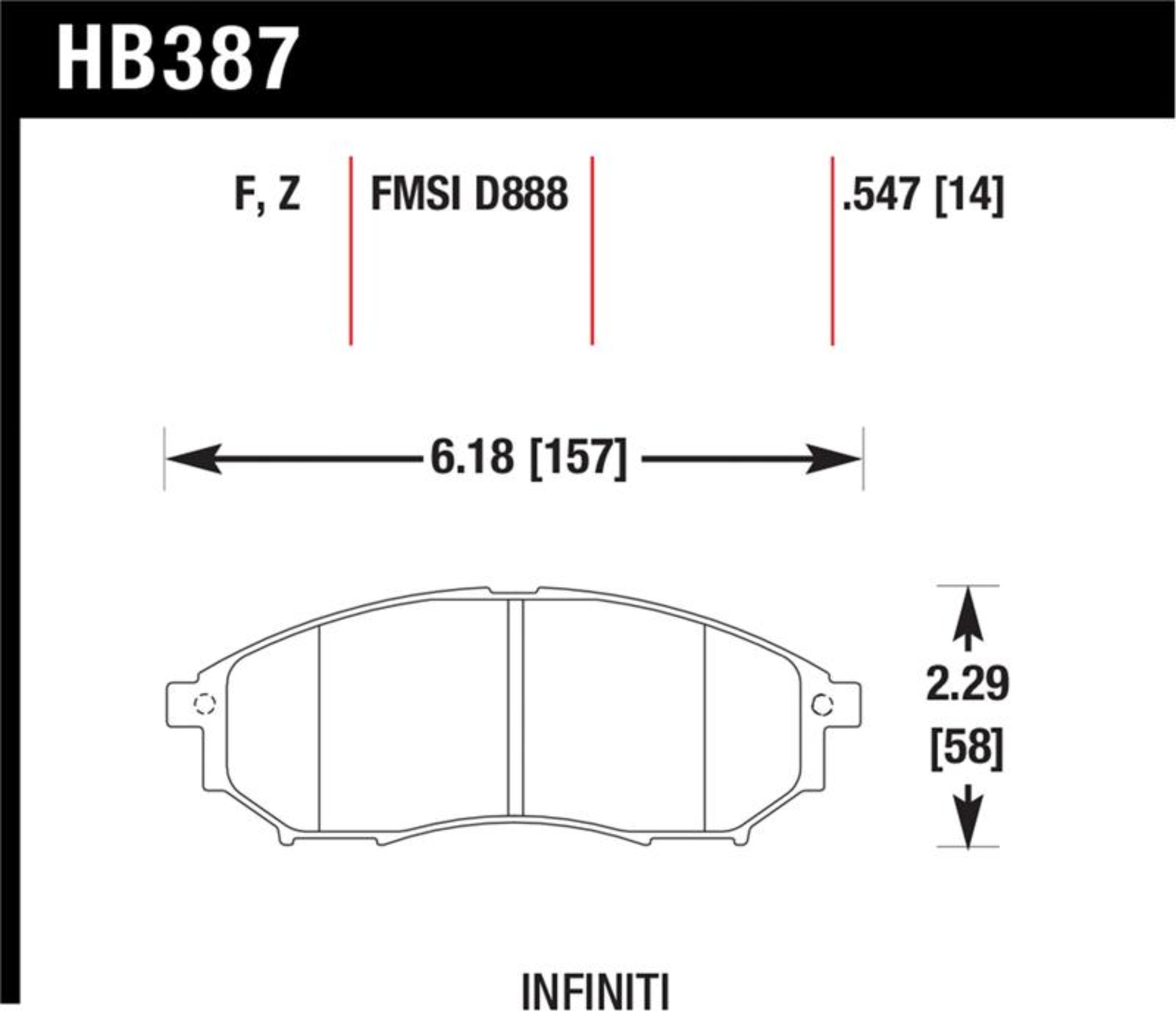 Picture of Hawk 06-09 350z/ 05-08 G35 w/o Brembo Performance Ceramic Street Front Brake Pads