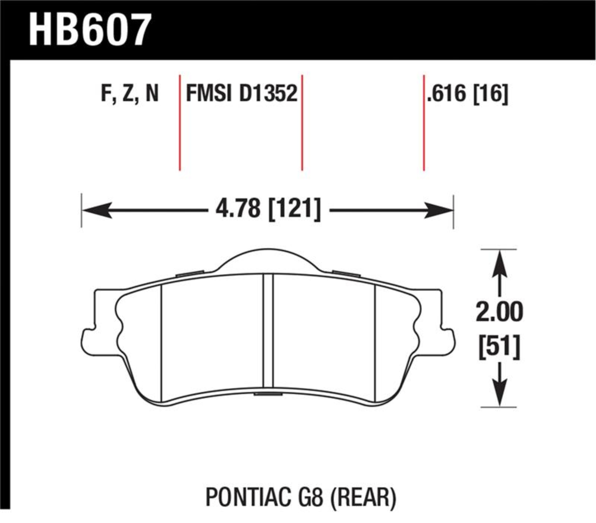 Picture of Hawk 08-09 Pontiac G8 3.6 Base/6.0 Performance Ceramic Street Rear Brake Pads