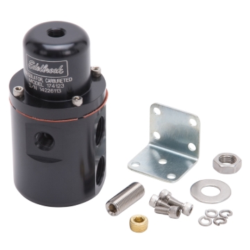 Picture of Edelbrock Fuel Pressure Regulator Carbureted 160 GPH 5-10 PSI 3/8In In/Out Returnless Black