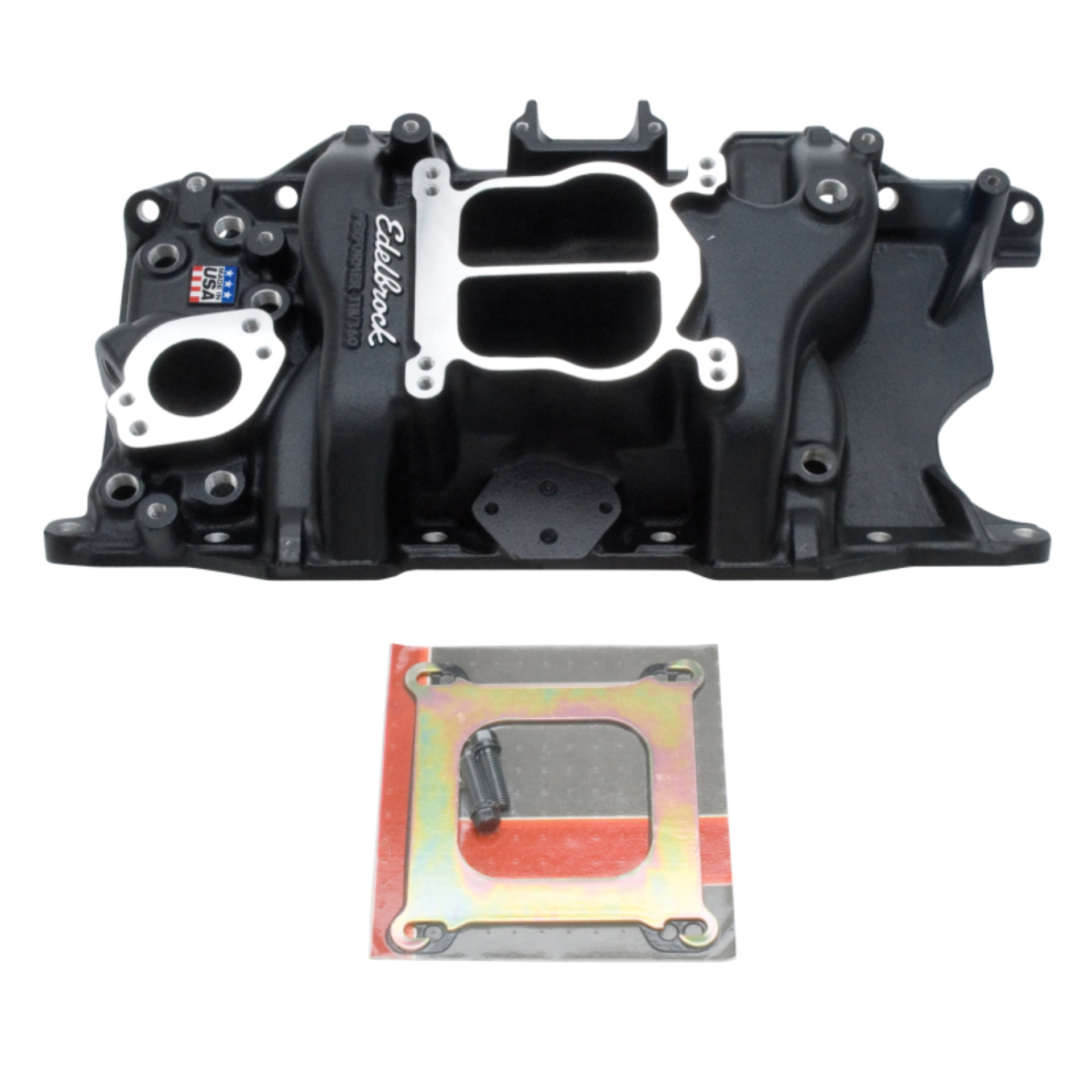 Picture of Performer 318/360 Intake Manifold for S/B Chrysler; LA Series; Black Finish