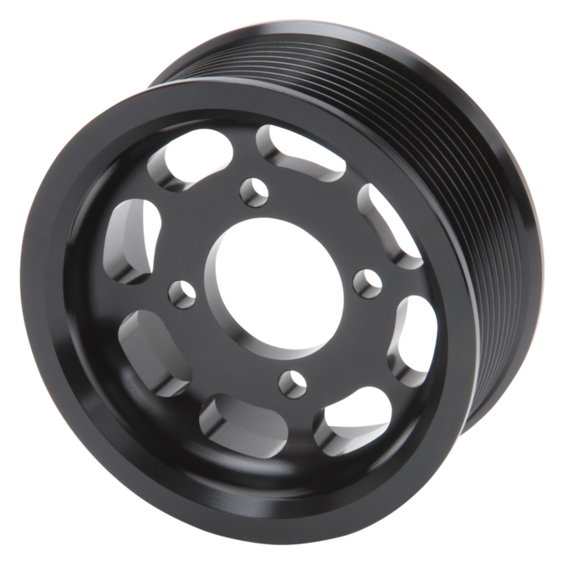 Picture of Edelbrock Competition Supercharger Pulley #15847 3.875 in. 10-Rib Black Anodized