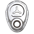 Picture of Timing Cover SBC Stamped Steel W/Welded Star & Logo Chrome