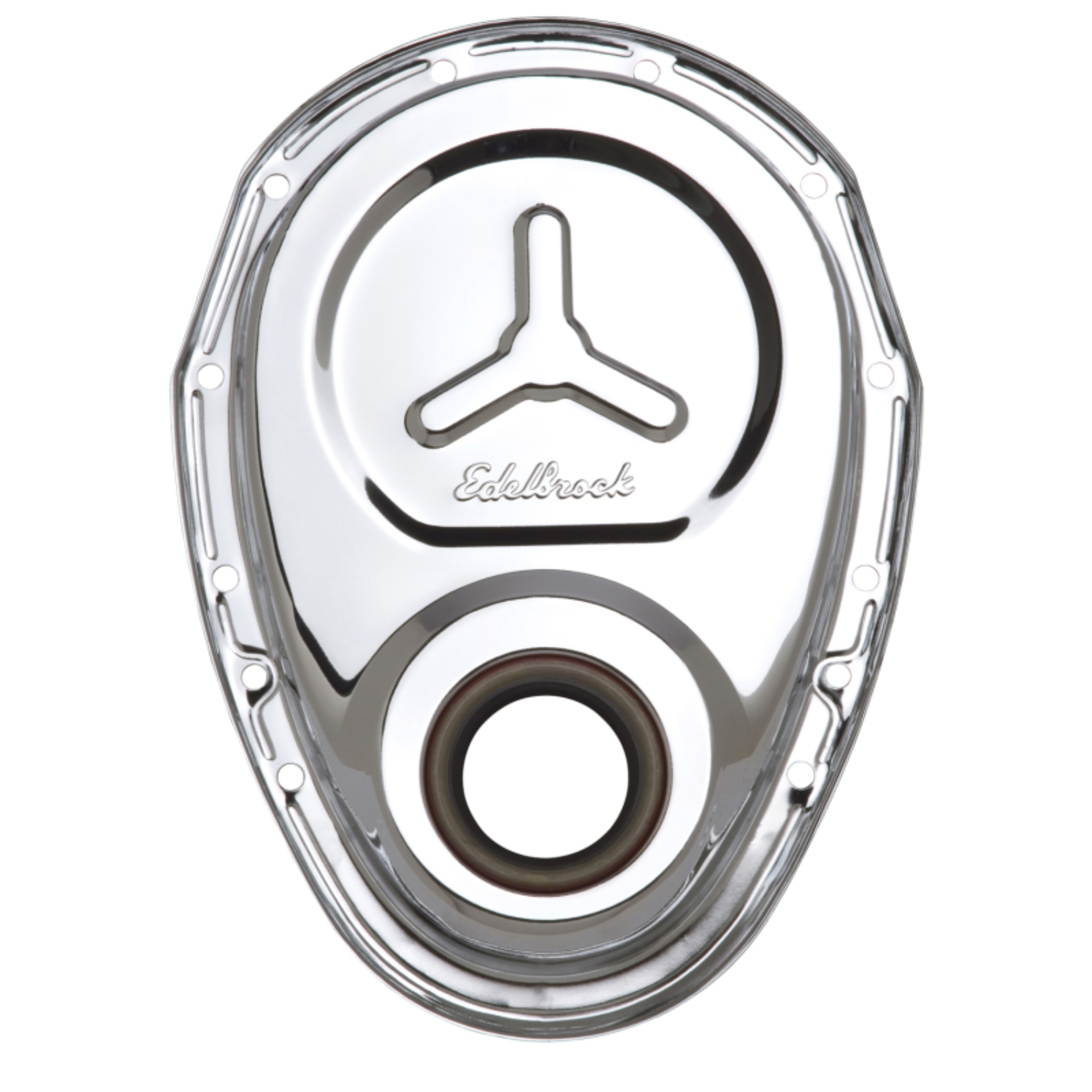 Picture of Timing Cover SBC Stamped Steel W/Welded Star & Logo Chrome