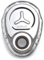 Picture of Timing Cover SBC Stamped Steel W/Welded Star & Logo Chrome