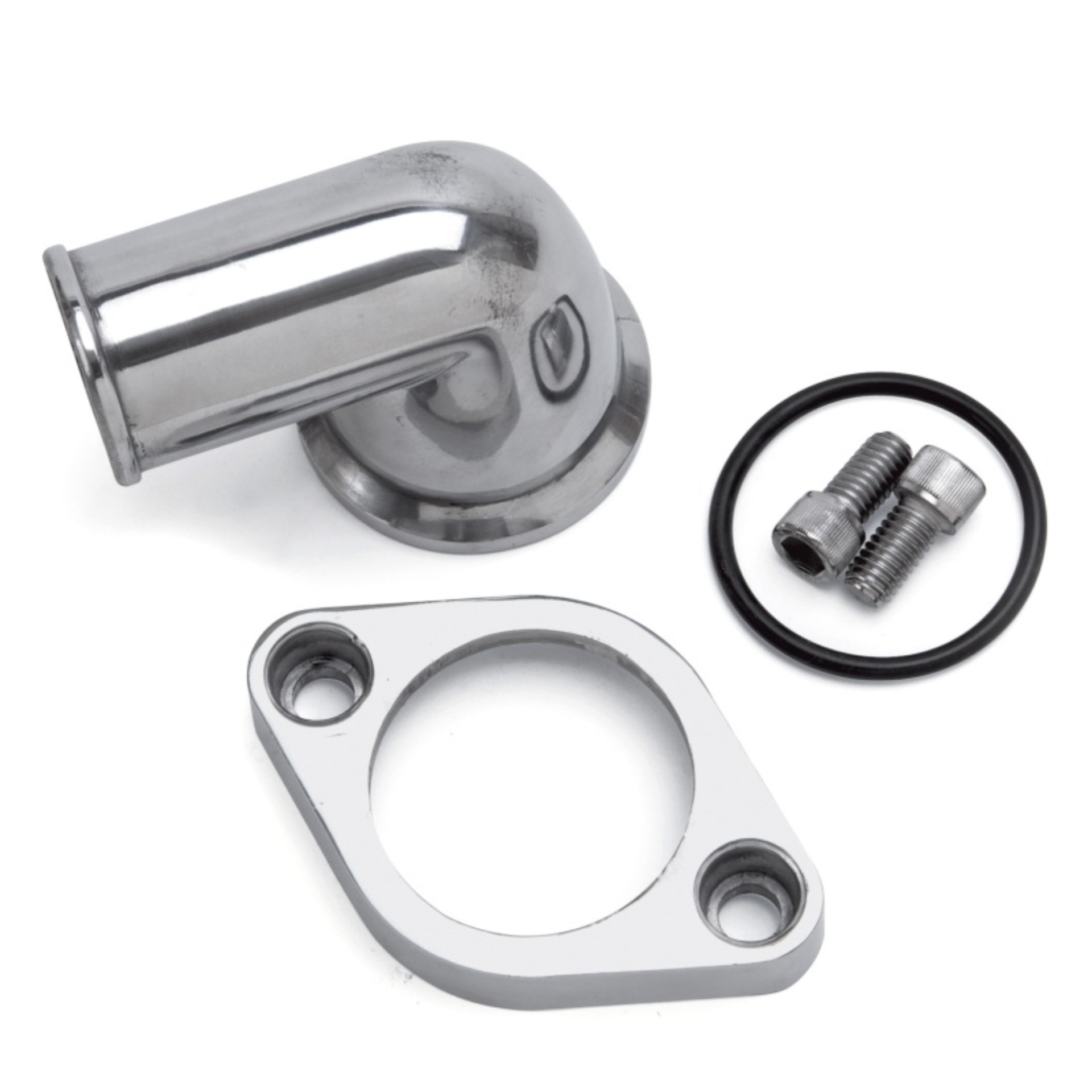 Picture of Edelbrock 90 Deg. Polished Aluminum Waterneck for Chevy 4.3L V6 & Chevy V8