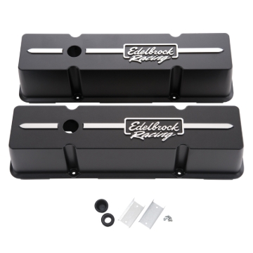 Picture of Edelbrock Valve Cover Racing Series Chevrolet 1959-1986 262-400 CI V8 Tall Black