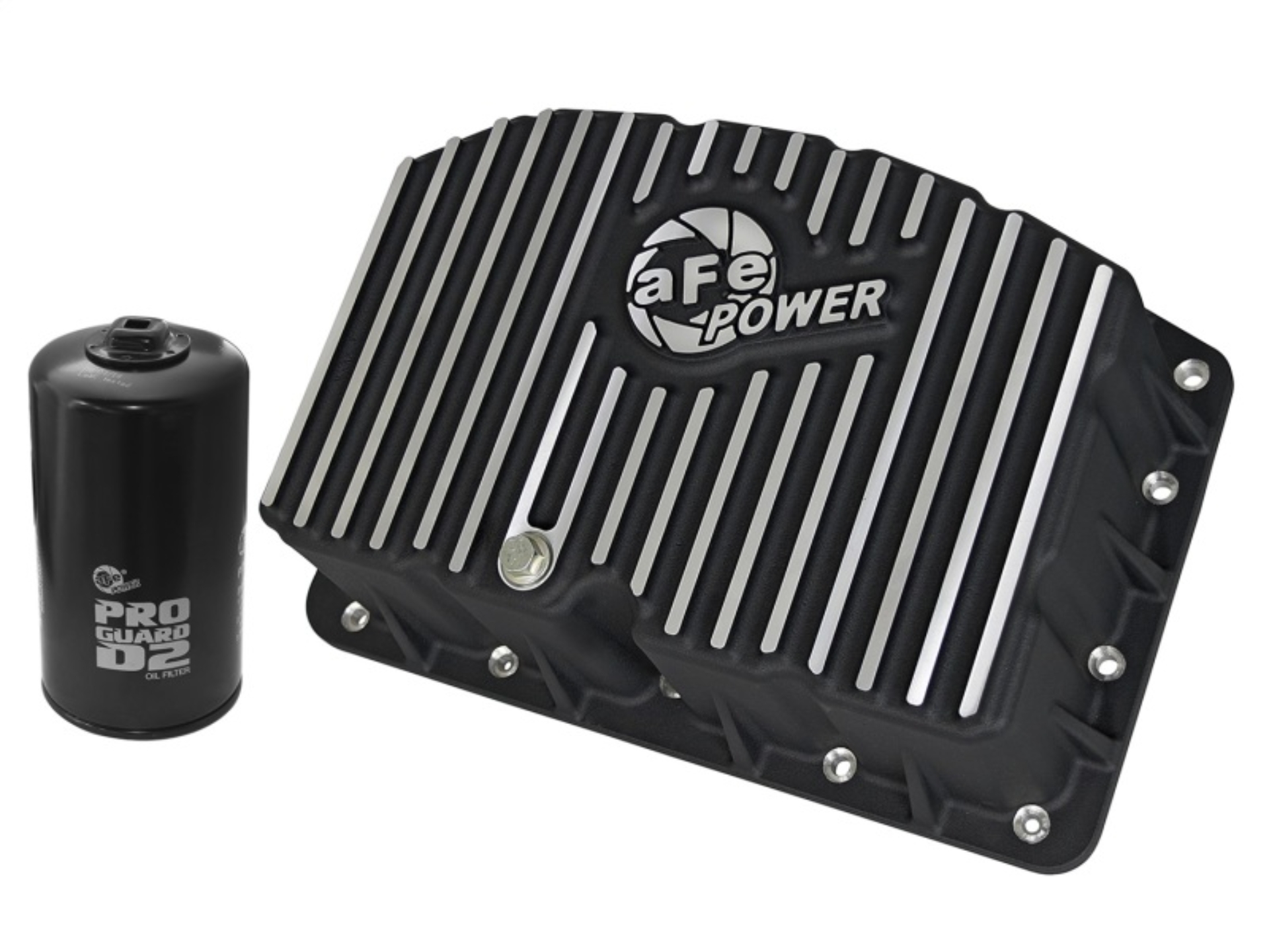 Picture of AFE Pro Series Engine Oil Pan Black w/Machined Fins; 11-16 Ford Powerstroke V8-6.7L (td)