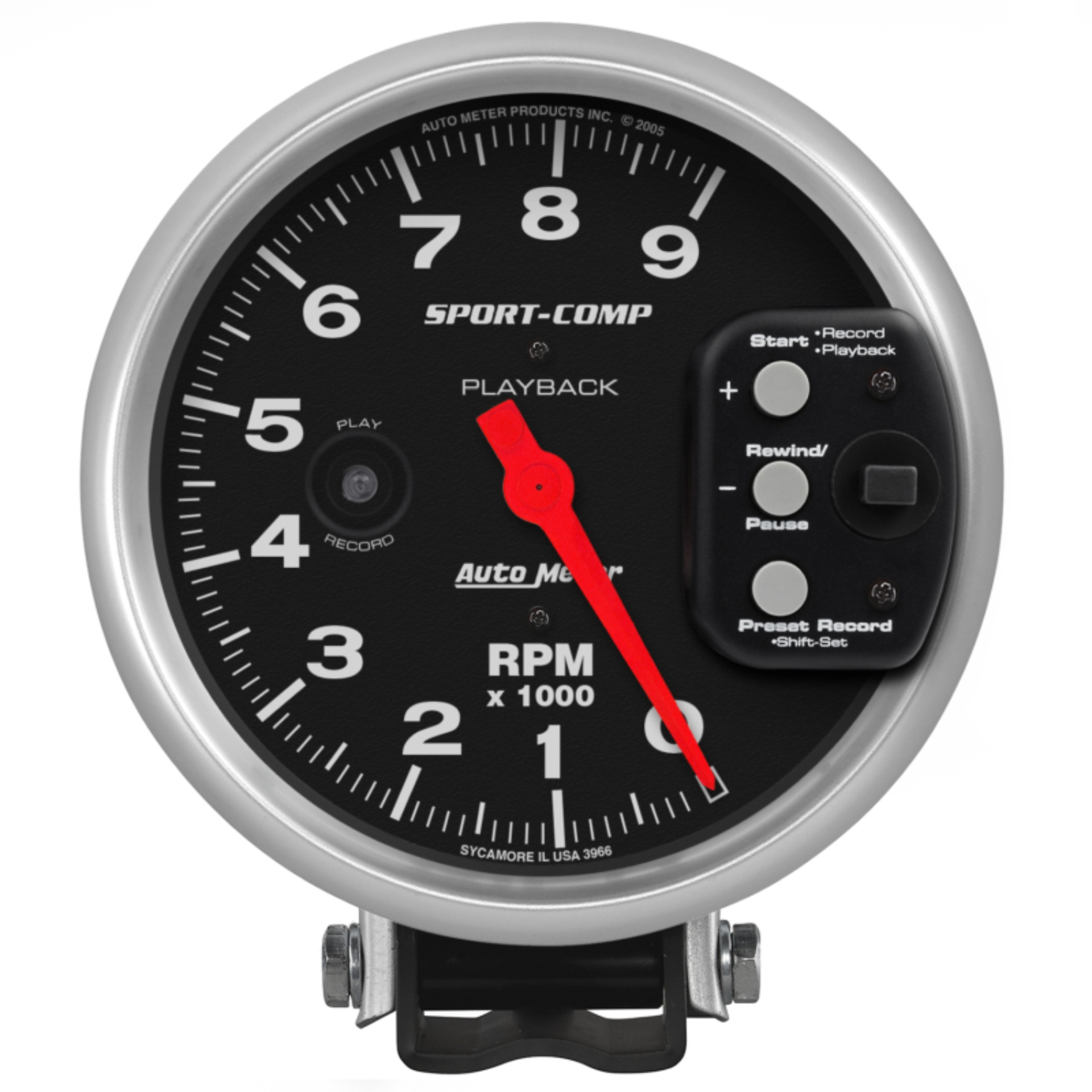Picture of Autometer Sport-Comp 5 inch 9000 RPM Pedestal Mount Tachometer w/ RPM Playback