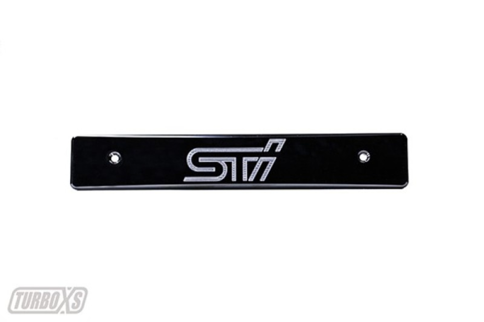Picture of Turbo XS 08-14 Subaru WRX/STi Billet Aluminum License Plate Delete Black Machined STi Logo