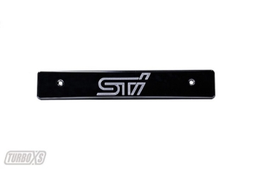 Picture of Turbo XS 08-14 Subaru WRX/STi Billet Aluminum License Plate Delete Black Machined STi Logo