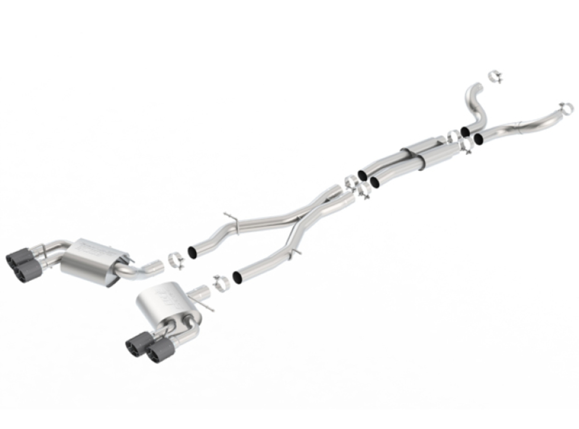 Picture of Borla 16-17 Chevy Camaro 6.2L 4in Dual Carbon Fiber Tips Dual Split Exit S-Type Catback Exhaust