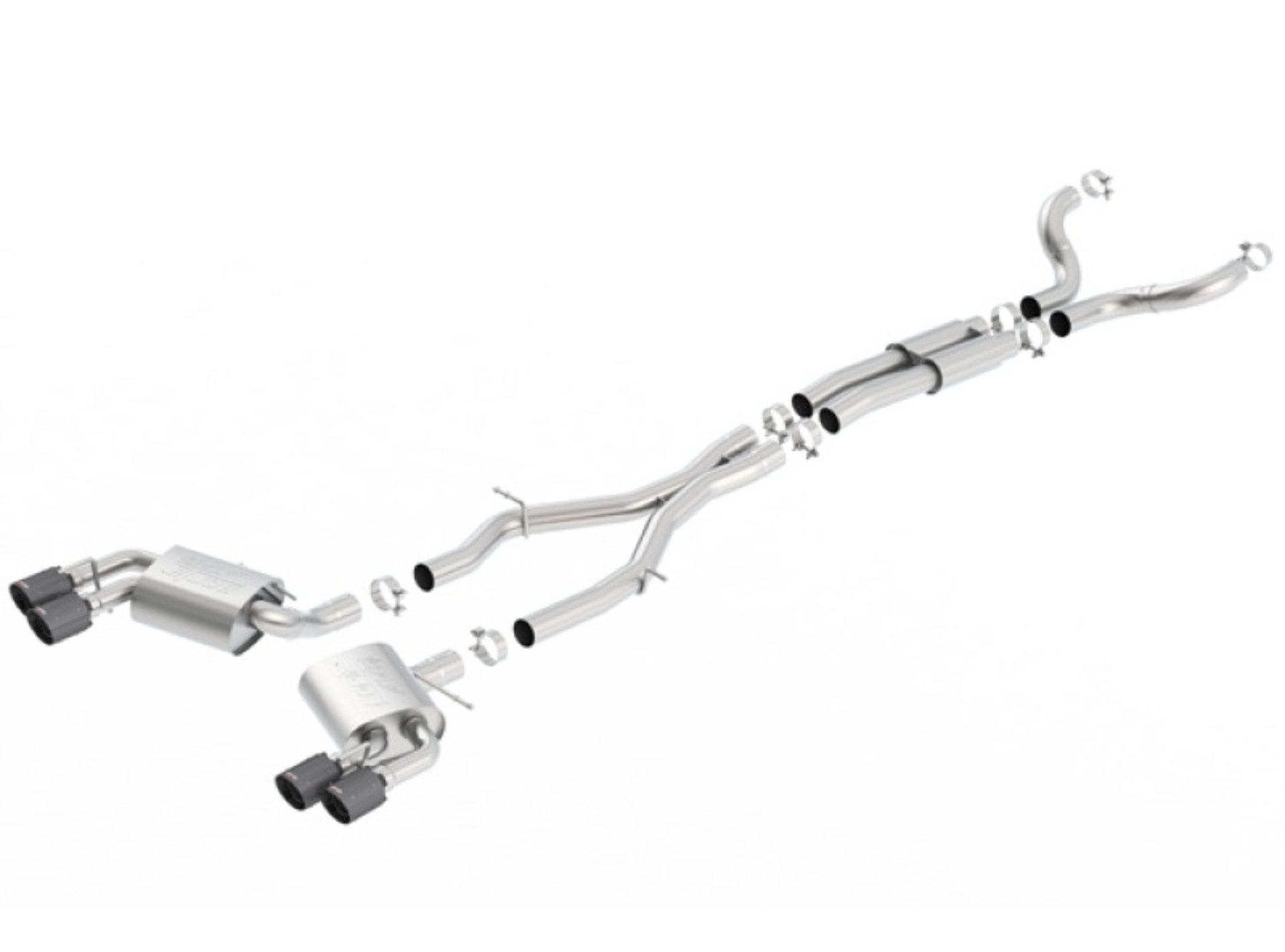 Picture of Borla 16-17 Chevy Camaro 6.2L 4in Dual CF Tips w/Black Core Dual Split Exit ATAK Catback Exhaust